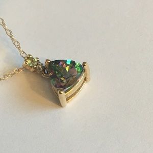 Topaz & Peridot 10k gold necklace / earring set